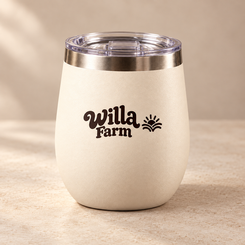 Cream Willa Farm cup with clear lid